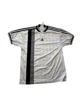 Vintage Adidas white striped soccer jersey
